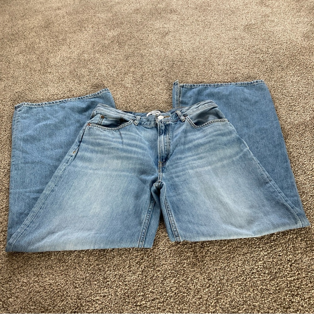 Re/Done Jeans Women’s 90's High Rise Denim Loose Split Hem SZ 26/30 Light Wash